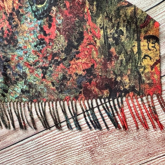 Mar&Co • Elegant Printed Vincent van Gogh Cape with Faux Fur Collar - One Size - Picture 12 of 16